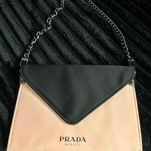 Prada Black and Pink makeup pouch with added chain GWP) gift with purchase